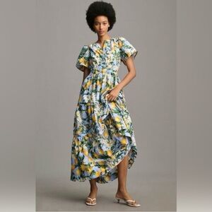Anthropologie Somerset Maxi Dress Lemon Amalfi Coast